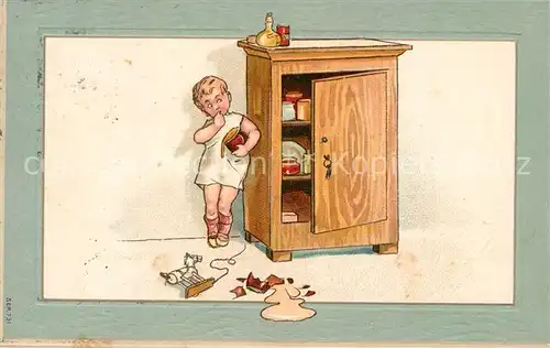 AK / Ansichtskarte Kinder_Child_Enfants Schrank Honig Rollpferd Litho  Kinder_Child_Enfants