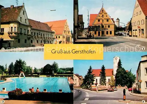 AK / Ansichtskarte Gersthofen Rathaus Kreuzung mit Wasserturm Freibad Jakobskirche Kirchplatz Gersthofen