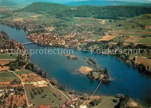 AK / Ansichtskarte Eschenz St Otmar im Werd mit Stein am Rhein Fliegeraufnahme Eschenz