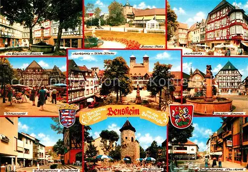 AK / Ansichtskarte Bensheim_Bergstrasse Buergerwehr Brunnen Beaume Platz Marktplatz Wochenmarkt  Bensheim_Bergstrasse