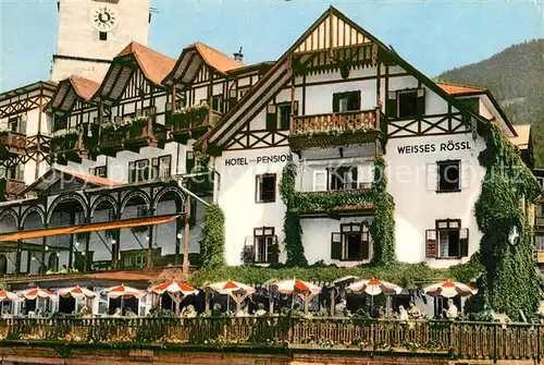 AK / Ansichtskarte St_Wolfgang_Salzkammergut Hotel Pension Weisses Roessl Terrasse am Wolfgangsee St_Wolfgang_Salzkammergut