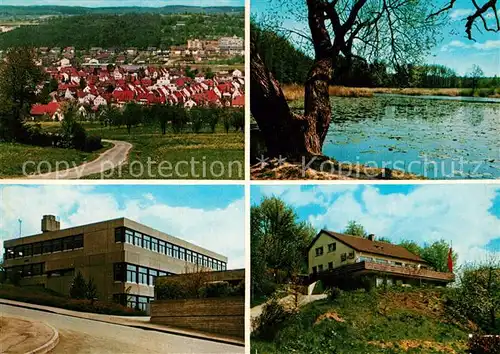 AK / Ansichtskarte Uhingen Stadtpanorama Gaststaette Restaurant Partie am See Uhingen