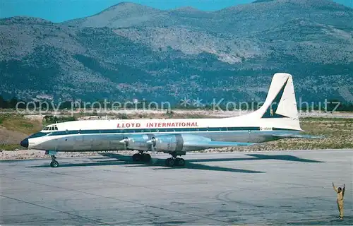 AK / Ansichtskarte Flugzeuge_Zivil Lloyd International Bristol 175 Britannia 312F G AOVP c n 13424 Flugzeuge Zivil