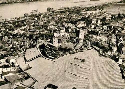 AK / Ansichtskarte Bingen_Rhein Fliegeraufnahme Burg Klopp Bingen Rhein