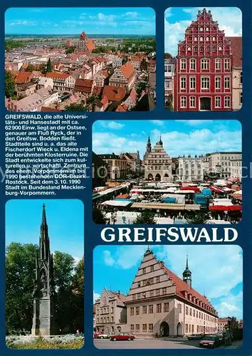 AK / Ansichtskarte Greifswald Rathaus Universitaet Marktplatz Rubenow Denkmal Stadtbibliothek Greifswald