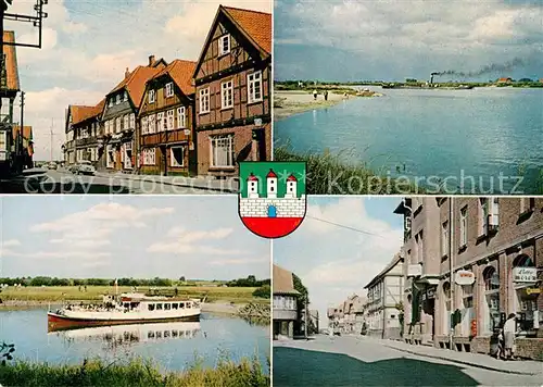 AK / Ansichtskarte Hitzacker_Elbe Hauptstrasse Alte Haeuser Marktplatz MS Roland Hitzacker Elbe