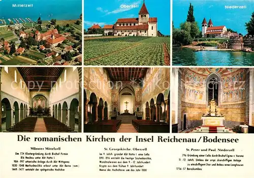 AK / Ansichtskarte Reichenau_Bodensee Muenster Mittelzell Georgskirche Oberzell Peter und Paul Niederzell Reichenau Bodensee