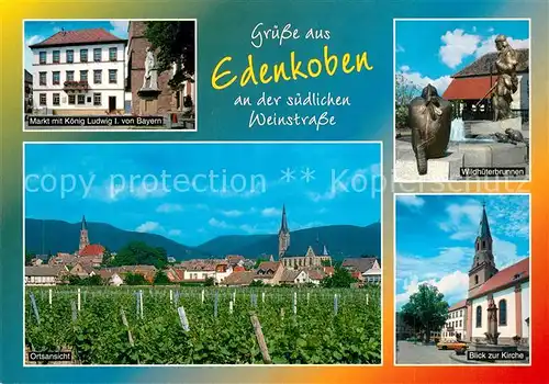 AK / Ansichtskarte Edenkoben Wildhueterbrunnen Markt Koenig Ludwig I von Bayern Kirche Panorama Edenkoben