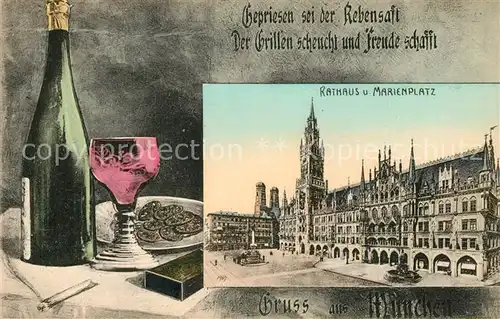 AK / Ansichtskarte Muenchen Rathaus und Marienplatz Muenchen