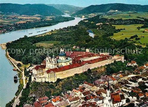 AK / Ansichtskarte Melk_Donau Fliegeraufnahme Benediktinerstift im Barockstil Melk_Donau