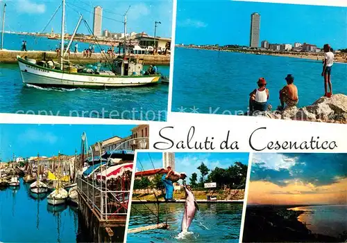 Cesenatico Hafen Fischkutter Delphinshow Abendstimmung Cesenatico