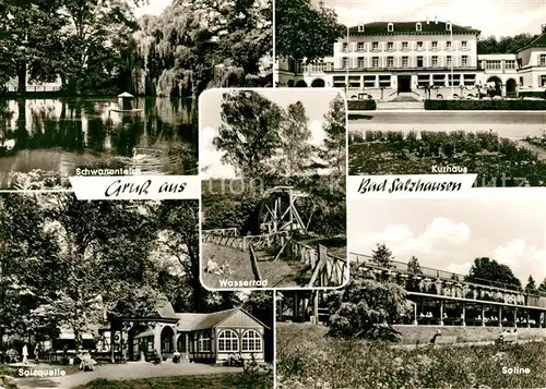 Bad_Salzhausen Schwanenteich Kurhaus Salzquelle Wasserrad Saline  Bad_Salzhausen