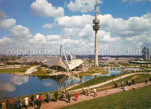 AK / Ansichtskarte Muenchen Sporthalle Schwimmhalle Olympiaturm Muenchen