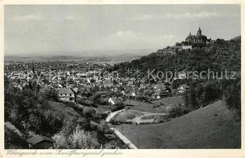 AK / Ansichtskarte Wernigerode_Harz Blick vom Zwoelfmorgental mit Schloss Wernigerode Harz