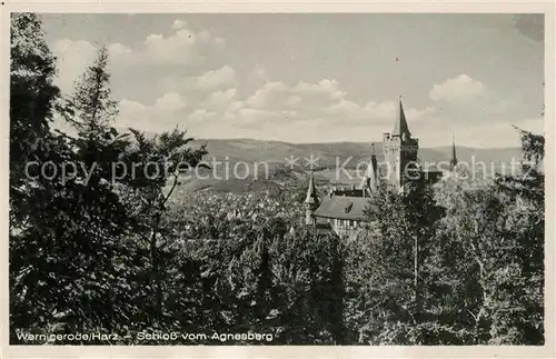 AK / Ansichtskarte Wernigerode_Harz Schloss vom Agnesberg Wernigerode Harz