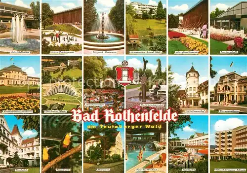 AK / Ansichtskarte Bad_Rothenfelde Kurgebiet Gradierwerk Brunnen Deutsches Haus Museum Schuechtermannklinik Bad_Rothenfelde