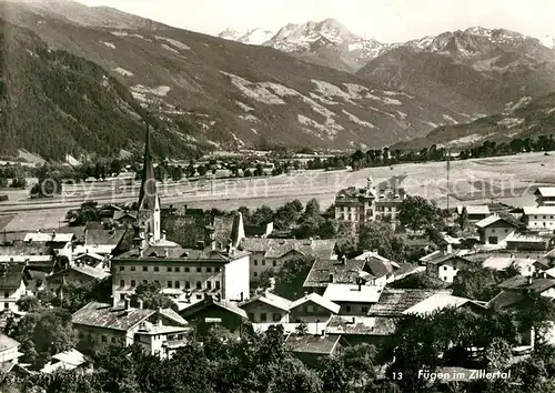 AK / Ansichtskarte Fuegen Ortsansicht mit Kirche Alpenpanorama Fuegen