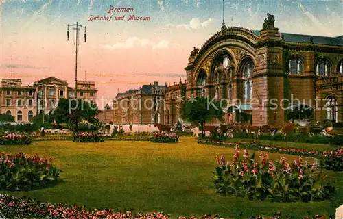 AK / Ansichtskarte Bremen Bahnhof und Museum Bremen