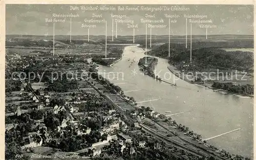 AK / Ansichtskarte Bad_Honnef Blick vom Drachenfels auf Rhein Rhoendorf und die Eifelhoehen Bad_Honnef