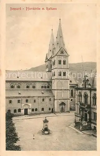 AK / Ansichtskarte Boppard_Rhein Pfarrkirche mit Rathaus Boppard Rhein