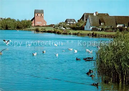 AK / Ansichtskarte Wenningstedt_Sylt Dorfteich Kirche Wenningstedt_Sylt