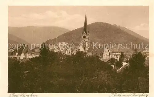 AK / Ansichtskarte Bad_Harzburg Kirche und Burgberg Bad_Harzburg