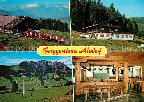 AK / Ansichtskarte Alpbach Gasthaus Almhof Mittelstation Alpbacher Bergstation Almvieh Kuehe Alpenpanorama Alpbach