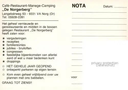 AK / Ansichtskarte Norg Cafe Restaurant Manege Camping De Norgerberg Campingplatz Reiten Norg