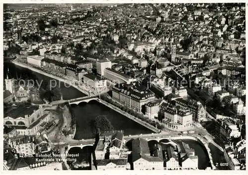 AK / Ansichtskarte Zuerich_ZH Bahnhof Neumuehlequai Kantonale Verwaltung Luftaufnahme Zuerich_ZH