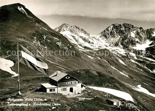 AK / Ansichtskarte Stuttgarterhuette Berghuette Fahne Trittwangkopf Rauherkopf Gebirgspanorama Alpen Stuttgarterhuette