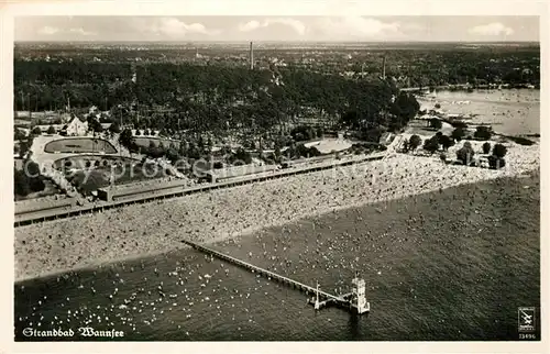 AK / Ansichtskarte Berlin Strandbad Wannsee Fliegeraufnahme Berlin