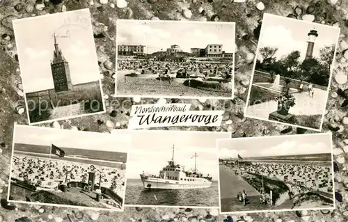 AK / Ansichtskarte Wangerooge_Nordseebad Westturm Strand Leuchtturm Faehre Wangerooge_Nordseebad