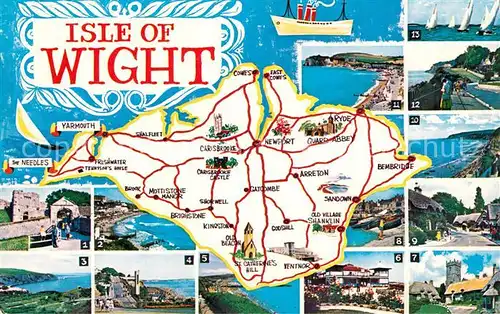 AK / Ansichtskarte Isle_of_Wight_UK Map of the Island Isle_of_Wight_UK