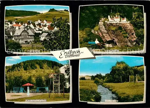 AK / Ansichtskarte Erdbach_Dillkreis Panorama Ortspartie Kinderspielplatz Bachpartie Erdbach Dillkreis