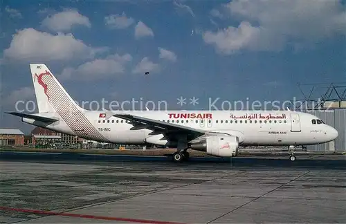 AK / Ansichtskarte Flugzeuge_Zivil Tunis Air Airbus A320 211 c n 124 TS IMC  Flugzeuge Zivil