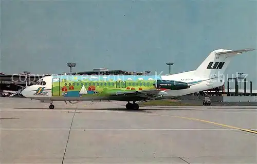 AK / Ansichtskarte Flugzeuge_Zivil Linjeflyg Fokker F28 4000 SE DGR c n 11204  Flugzeuge Zivil