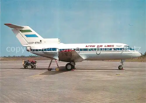 AK / Ansichtskarte Flugzeuge_Zivil Afrik Air Links YAK40 CCCP 87847 c n 9551630  Flugzeuge Zivil