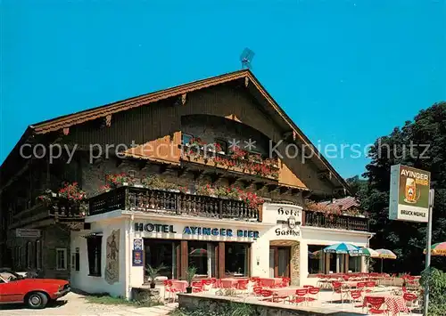 AK / Ansichtskarte Muehltal_Mangfalltal Hotel Gasthof Bruckmuehle Terrasse Muehltal Mangfalltal