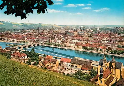 AK / Ansichtskarte Wuerzburg Stadtpanorama Blick ueber den Main Wuerzburg