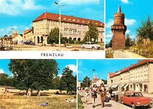 AK / Ansichtskarte Prenzlau Hotel Uckermark Mitteltorturm Seebad am Uckersee Strasse der Republik Prenzlau