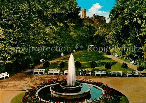 AK / Ansichtskarte Koenigstein_Taunus Blick vom Kurhaus Kurpark Brunnen Burgruine Koenigstein_Taunus