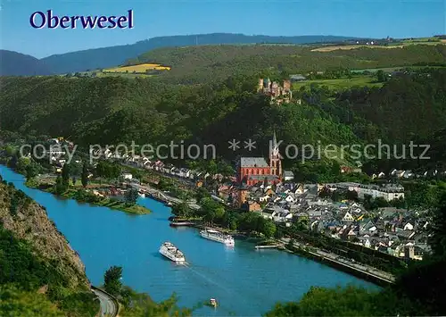 AK / Ansichtskarte Oberwesel_Rhein Panorama Blick zur Schoenburg Oberwesel Rhein