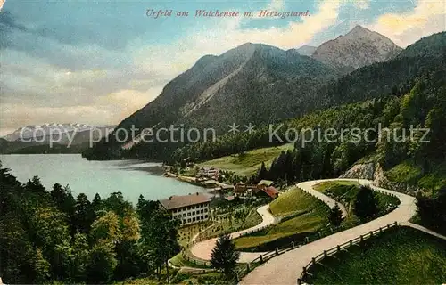 AK / Ansichtskarte Urfeld_Oberbayern Walchensee mit Herzogstand Urfeld Oberbayern