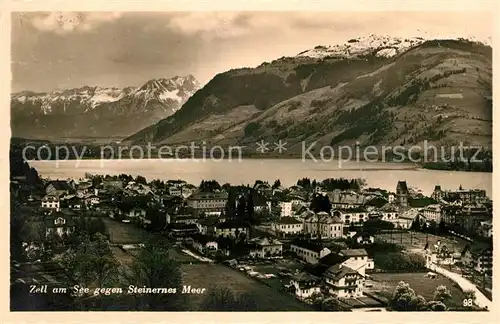 AK / Ansichtskarte Zell_See Fliegeraufnahme gegen Steinernes Meer Seepartie Zell_See