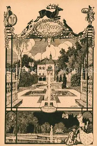 AK / Ansichtskarte Hellbrunn Aus der Seidl Mappe Federzeichnung Hellbrunn
