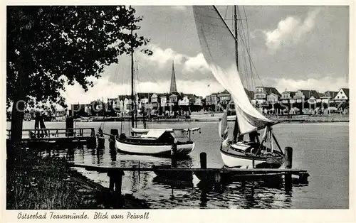 AK / Ansichtskarte Travemuende_Ostseebad Segelboote Blick vom Priwall Travemuende_Ostseebad