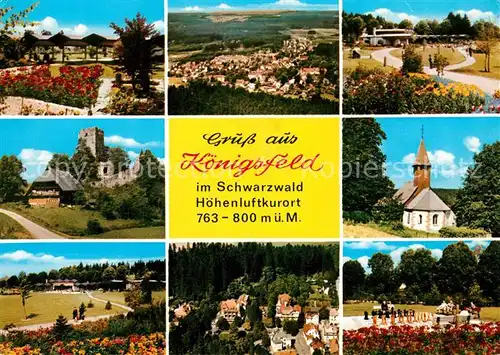 AK / Ansichtskarte Koenigsfeld_Schwarzwald Kurpark Panorama Burg Kirche Fliegeraufnahme Gartenschach Koenigsfeld Schwarzwald