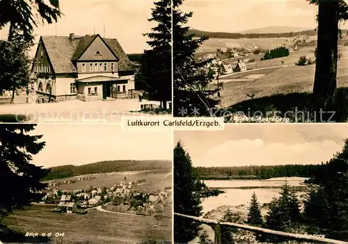 AK / Ansichtskarte Carlsfeld_Erzgebirge Gaststaette Talsperre Auersberg Ortsblick Talsperre Carlsfeld Erzgebirge