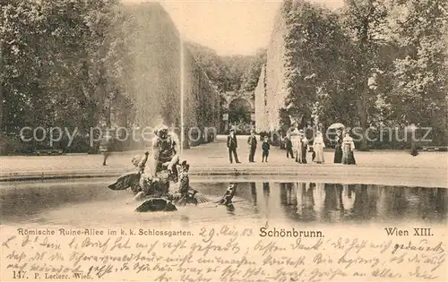 AK / Ansichtskarte Wien Schloss Schoenbrunn Roemische Ruine Allee Schlossgarten Wien