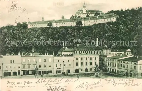 AK / Ansichtskarte Fulnek Stadtplatz Schloss Fulnek